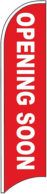 OPENING SOON Windless Swooper Feather Flag 2.5×11.5 ft Tall Banner Sign rb