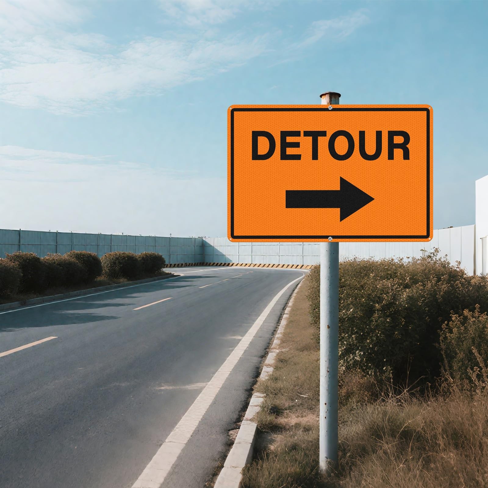 2 Pack 12×18 Inch Reflective Aluminum Detour With Right Arrow Traffic Sign