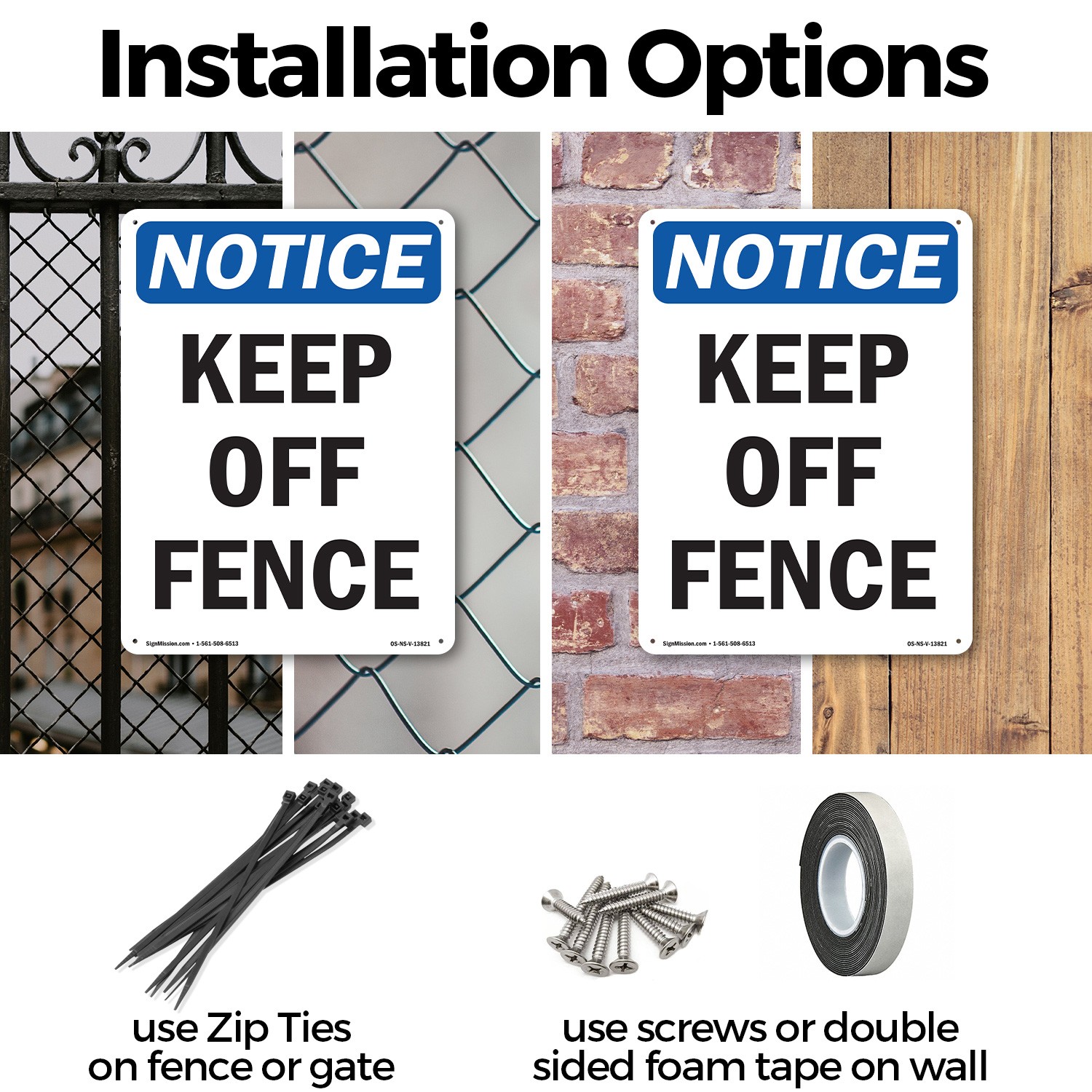 Keep Off Fence OSHA Notice Sign Metal, Plastic, Or Decal – 5 or 10 Pack