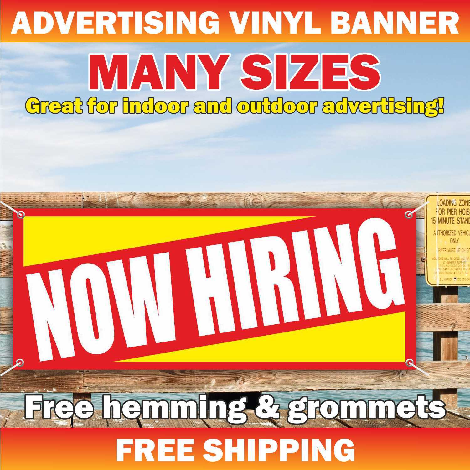 NOW HIRING Advertising Banner Vinyl Mesh Sign job shop bar buffet car service