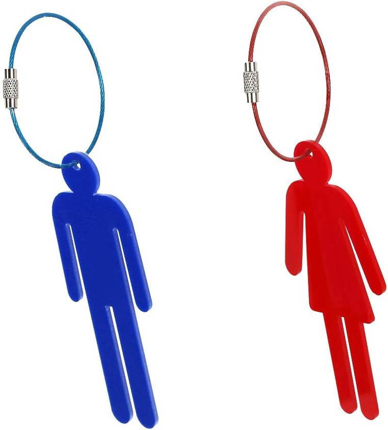 Men Women Unisex Acrylic Restroom Dressing Room Keychains Tags with Wire Rings f
