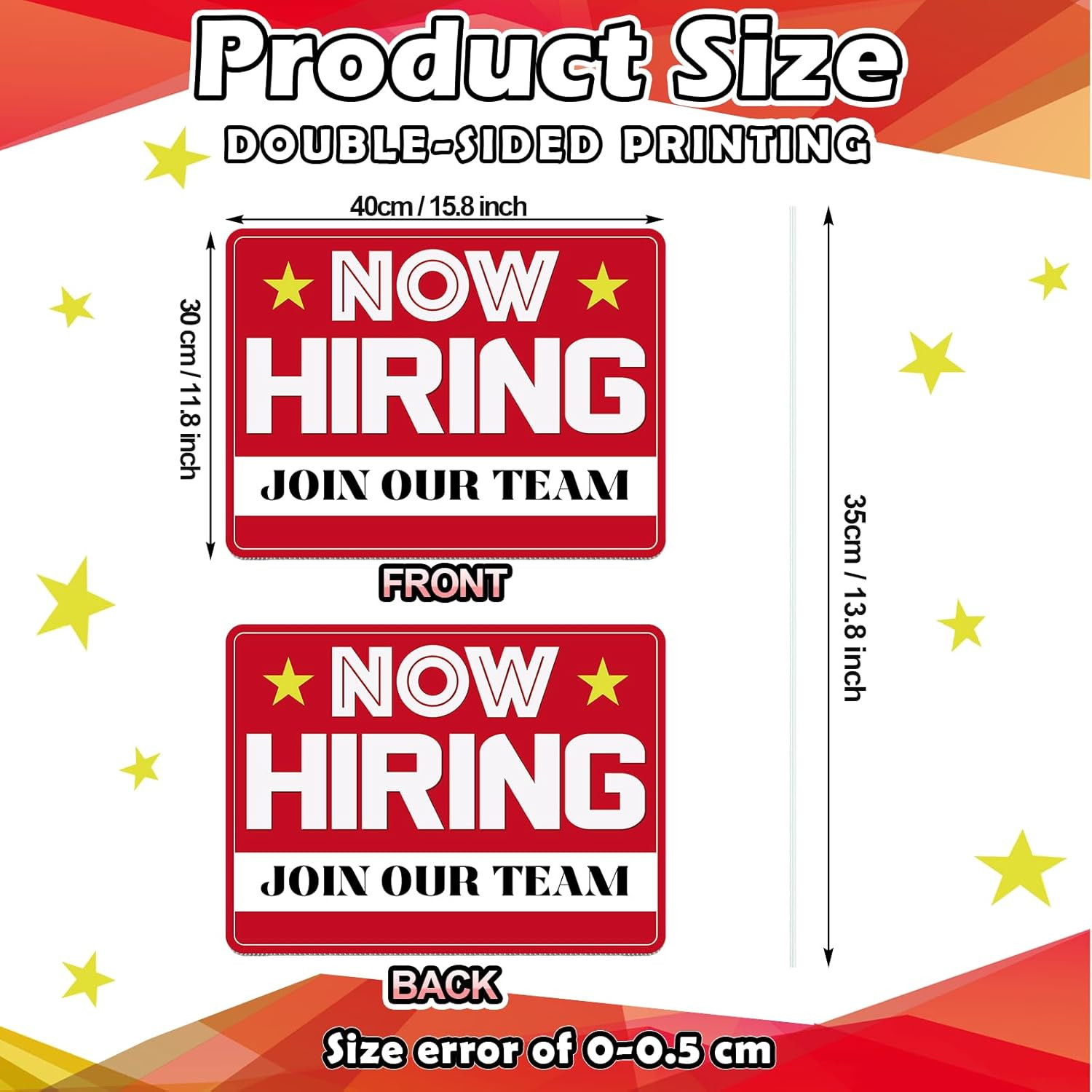 3-Pack Double-Sided Now Hiring Signs with Stake for Business and Outdoor Use