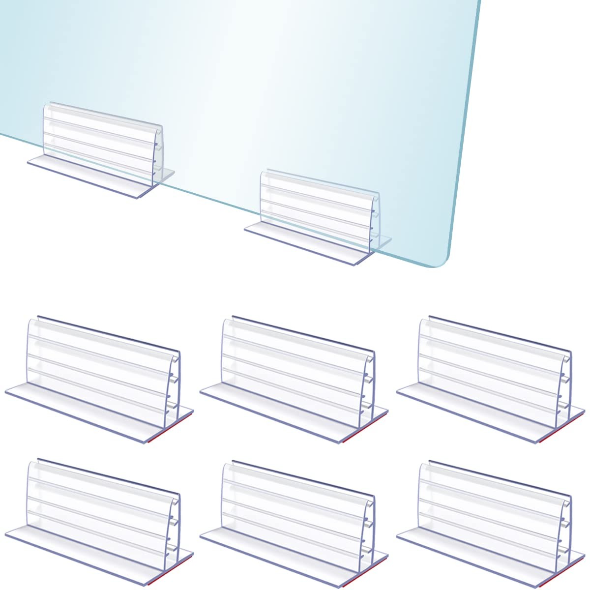 Tenalleys 6Pcs Sneeze Guard Holder, Self Adhesive Acrylic Panels transparent