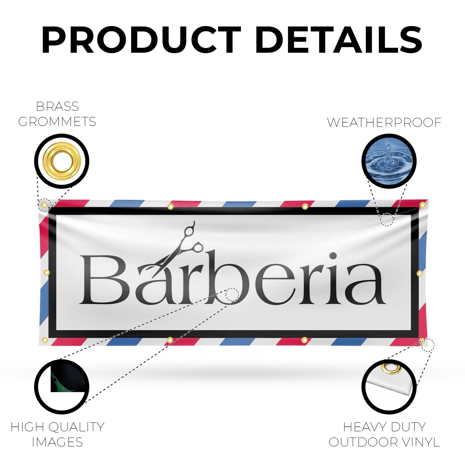 Signmission Barberia Banner Sign 36 X 96 13 Oz Vinyl Metal Single-Sided Outdoor