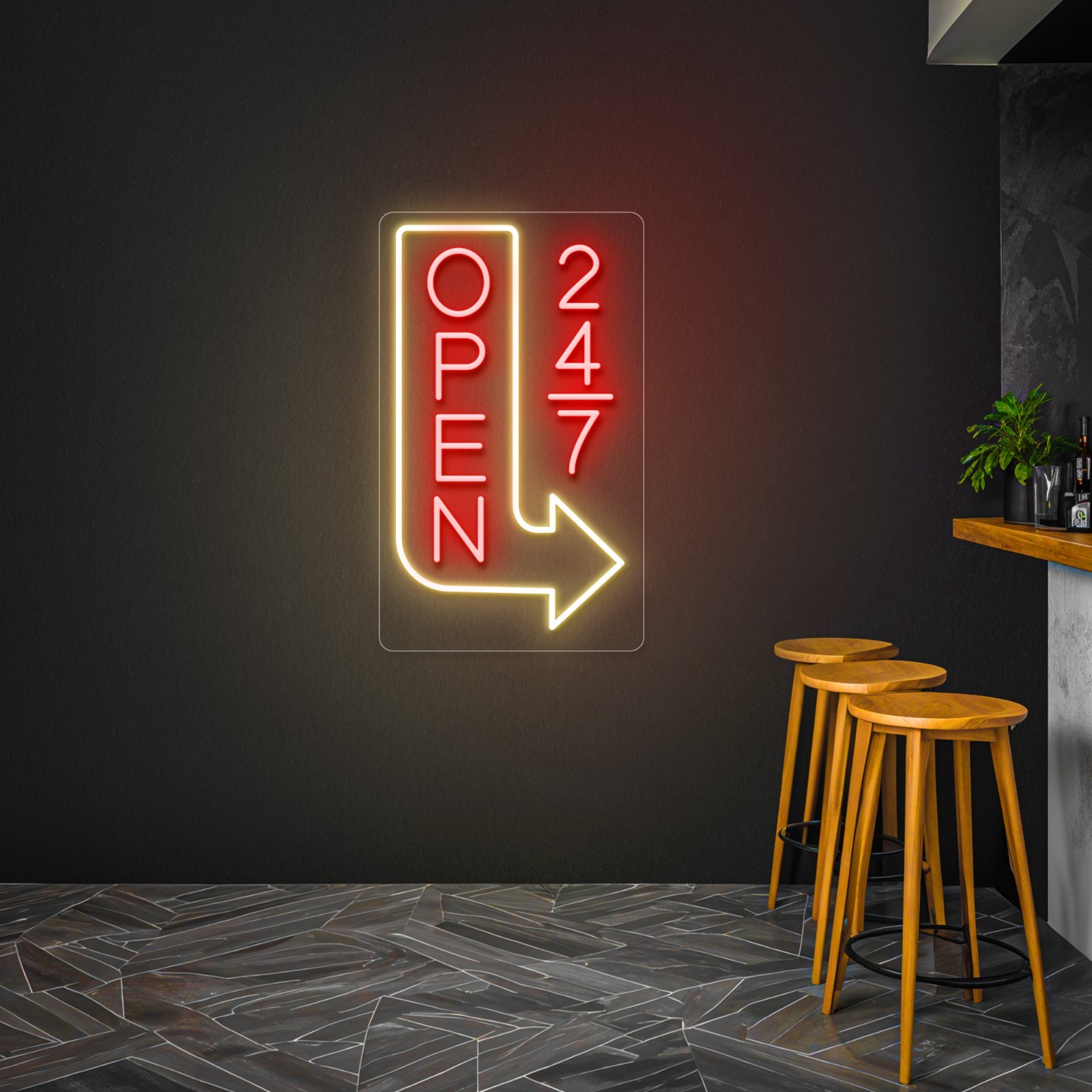 Neon Outdoor Open 24/7 Sign, Waterproof 24hrs LED Neon for Businesses