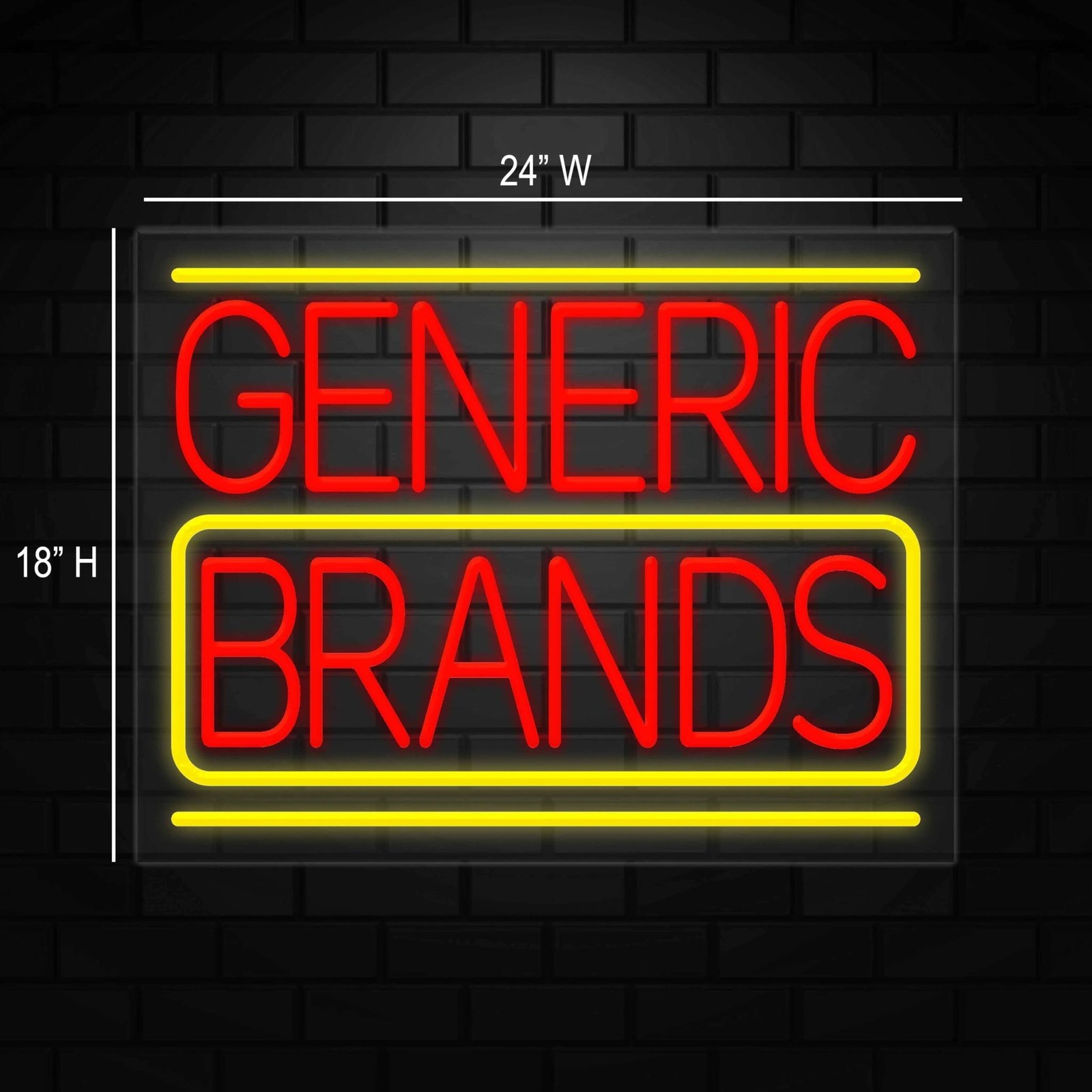 Generic Brands Neon Sign for Retail Displays | LED Flex Neon | 24″W x 18″H x 1″D