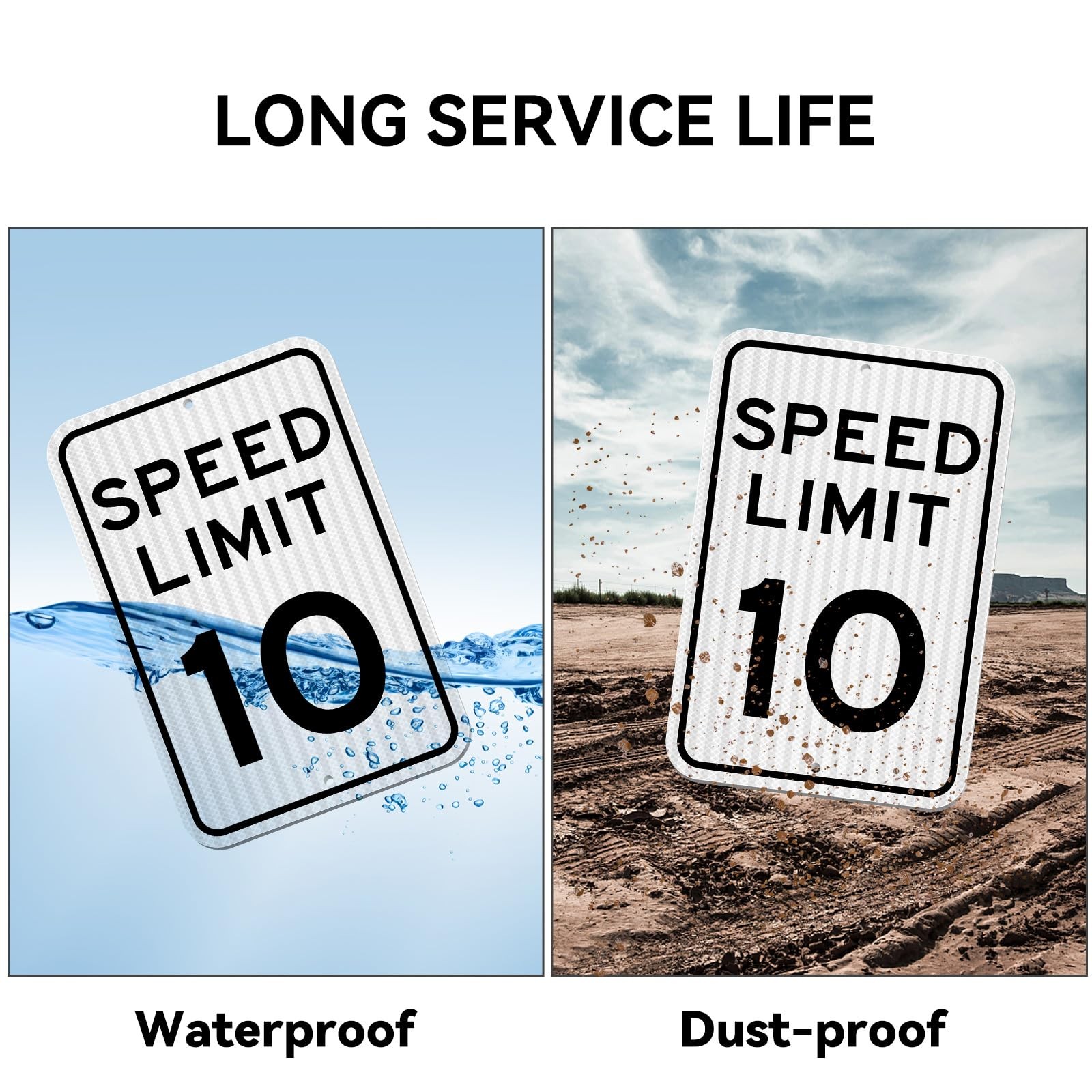 Speed ​​Limit Sign 10 MPH, Slow Down Traffic Sign, 12″ x 18″, Reflective 40Mi