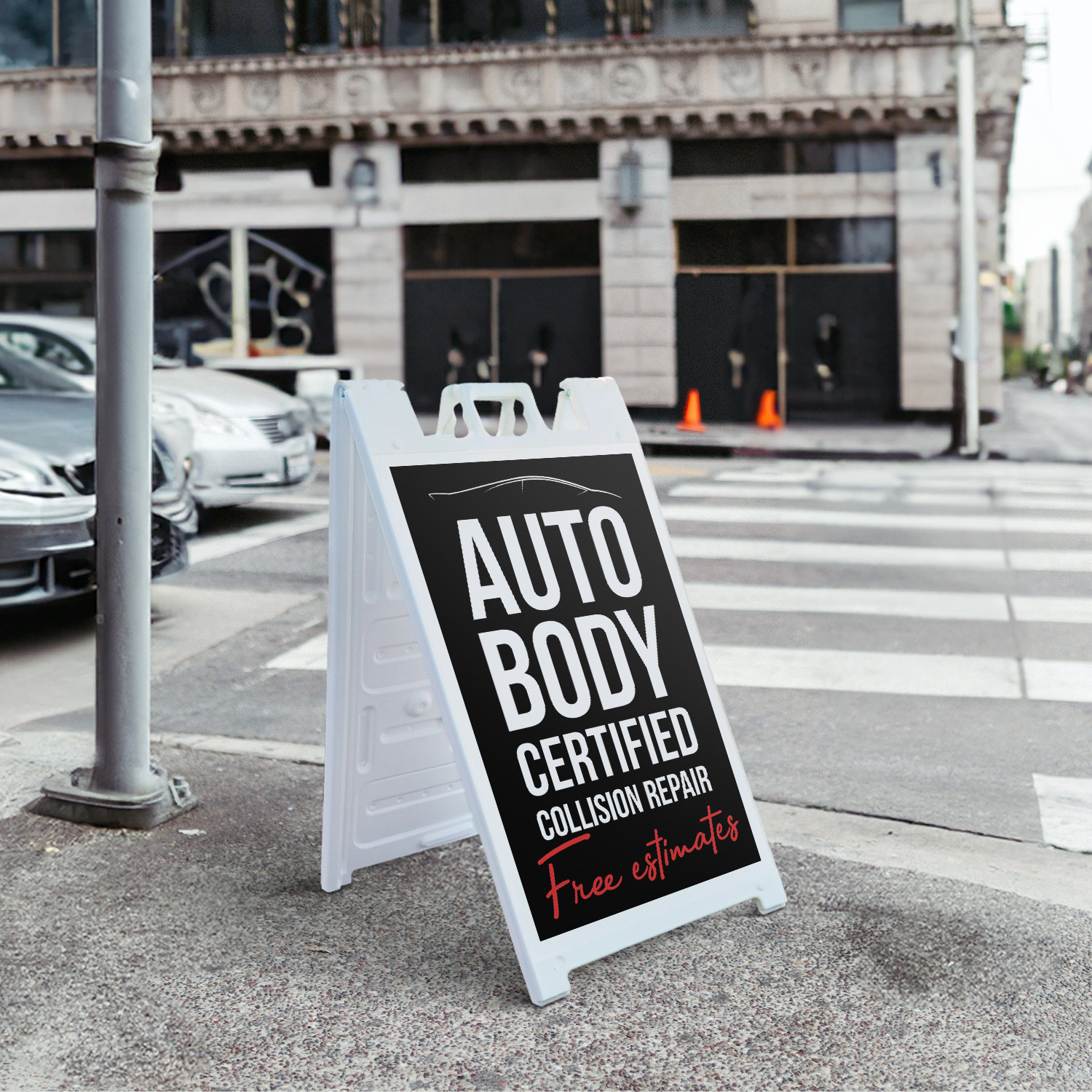 Auto Body Collision Repair Heavy Duty A-Frame Sidewalk Sign Professional Vehicle