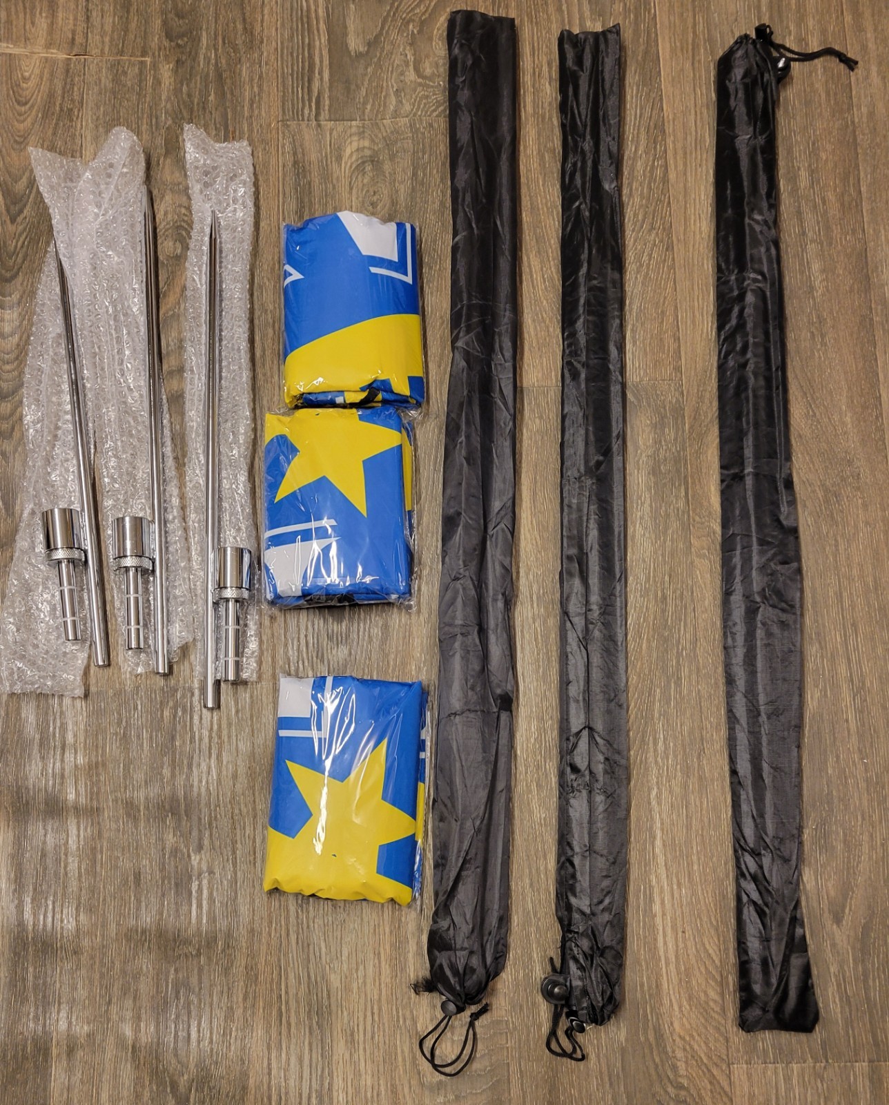 NOW OPEN OUTSIDE SIGN – 3 SET – Windless Feather Flag ~ W/ Pole & Ground Stake