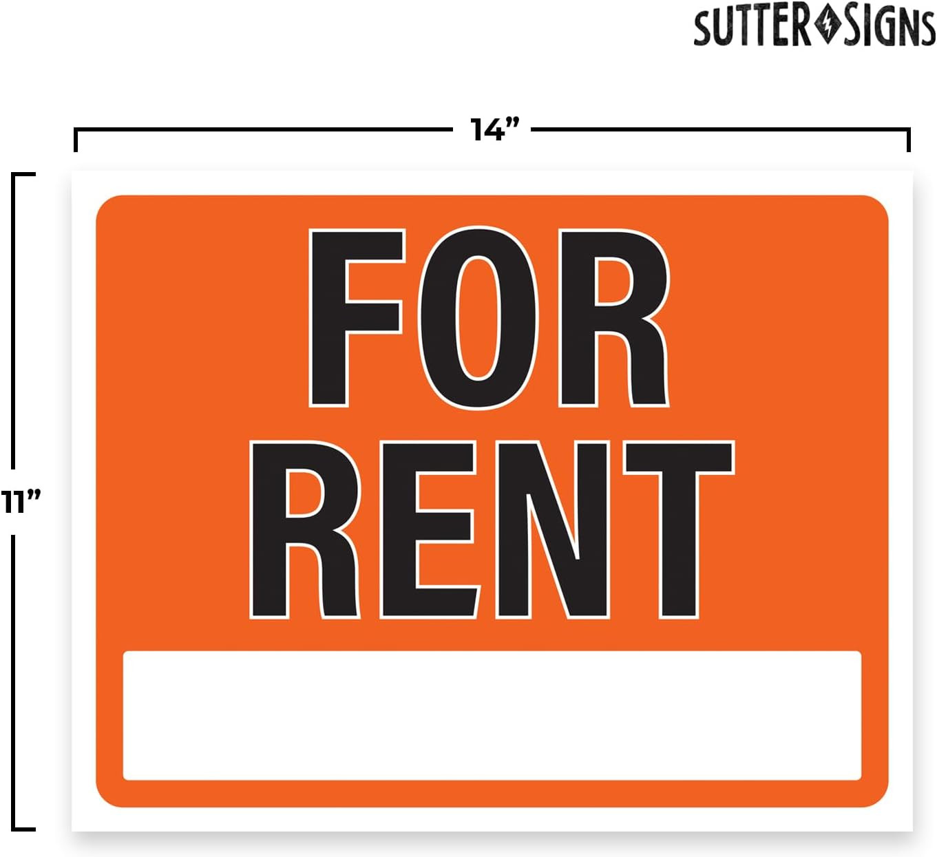 For Rent Sign 14×11, Plastic Sign for Home, Office, Rental, Commercial