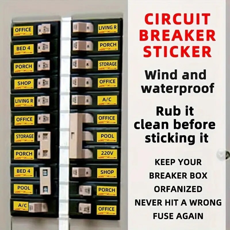 1-set 129pcs Circuit Breaker Box Labels, Conspicuous Identification Weatherproof