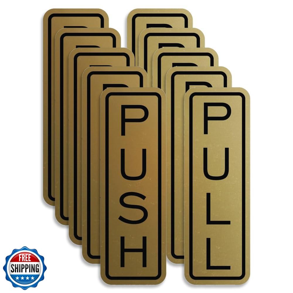 All Quality Classic Vertical Push Pull Door Signs – Great for Glass Doors | P