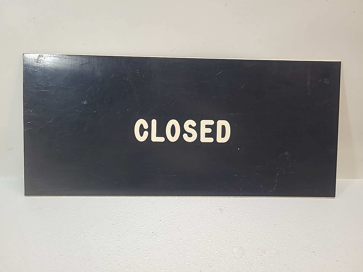 Set of Vintage OPEN / CLOSED White Letters On Black Double Sided 18″ x 8″