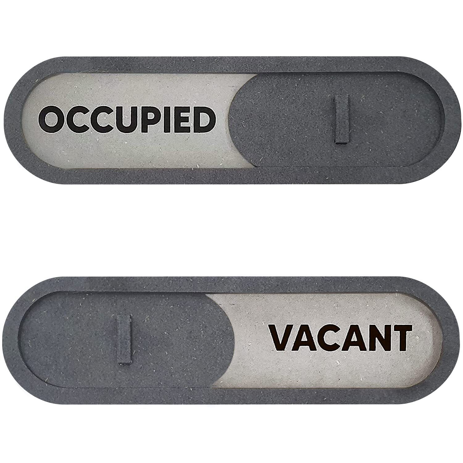 Vacant Occupied Slider Sign Grey MDF Wood Elegant Privacy Door Display