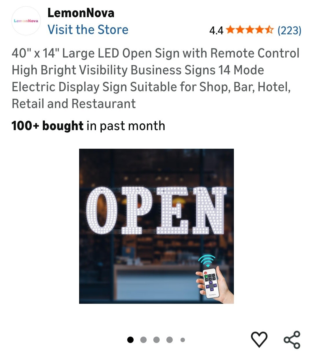 LemonNova LED Open Sign, Large 40 X 14 Remote and App Control