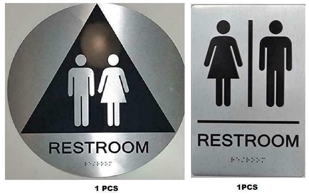 California Title 24 Geometric All Gender Restroom Sign Paired Set 6×9