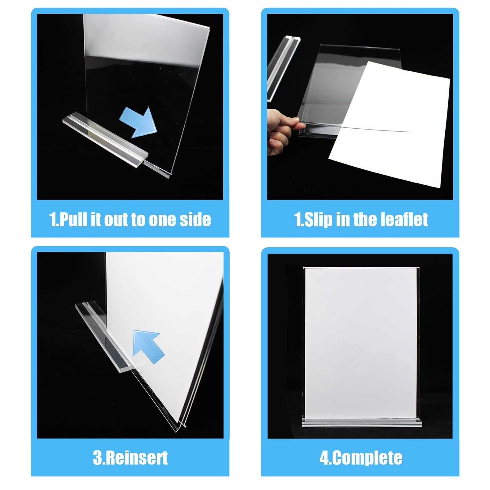 Lechay 3 Pack Acrylic Sign Holder, 8.5 x 11 inches Clear Table Menu clear