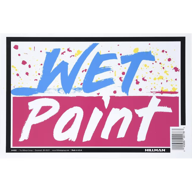 Hillman Wet Paint – Vibrant 8-in x 12-in Plastic Caution Sign