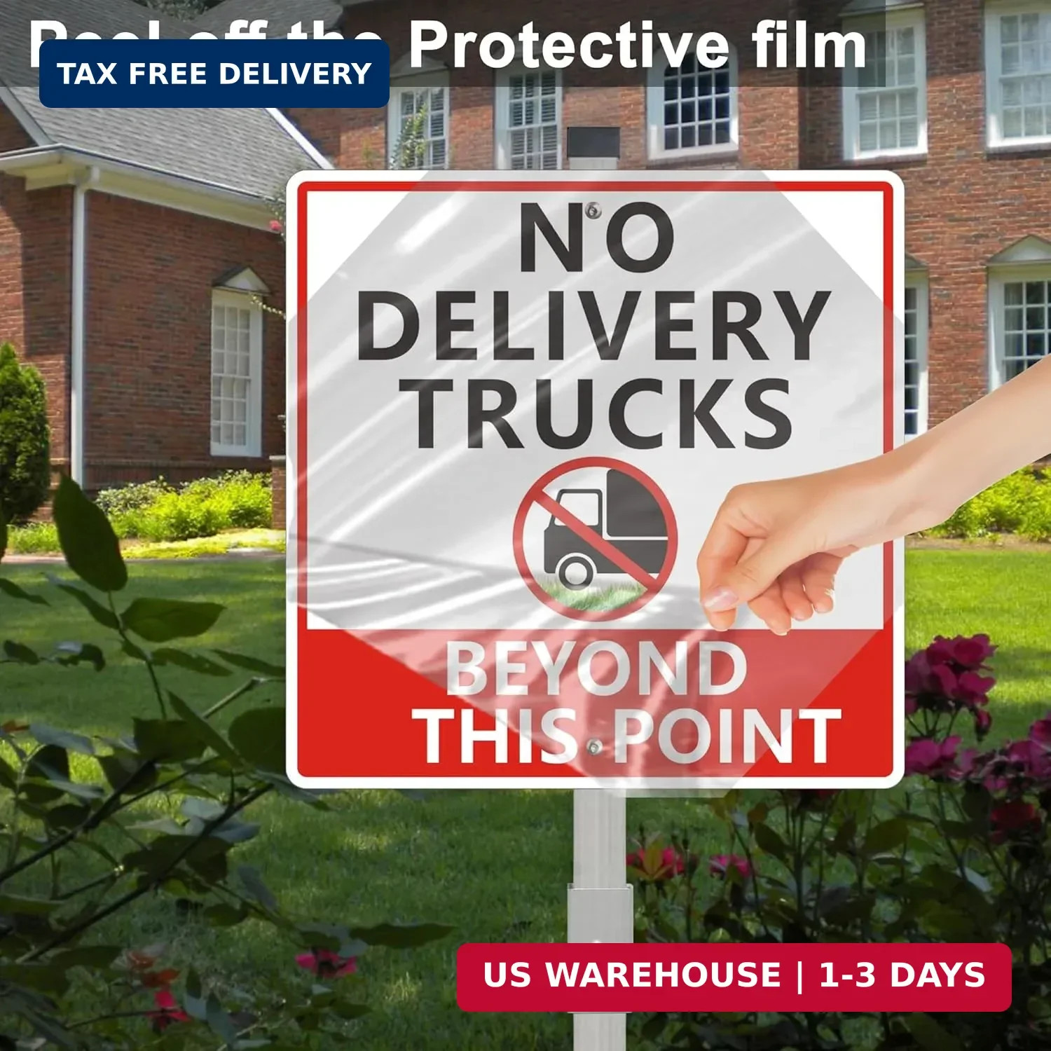 2Pack No Delivery Trucks Beyond This Point Sign with 28-Inch Stakes, 10×10 Inche