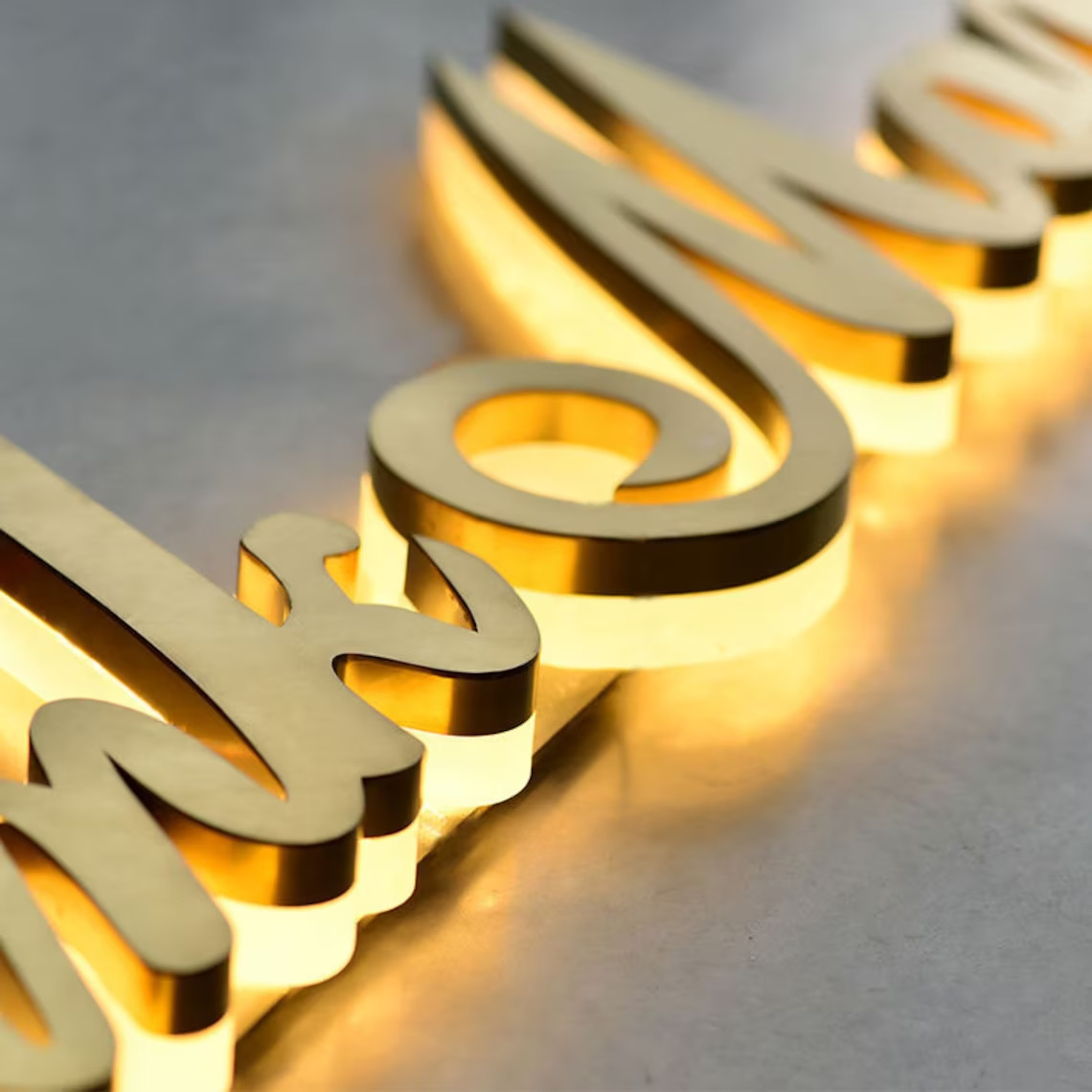 Metal 3D Back lit LED Storefront Business Logo Back light Custom 3D Letter Signs