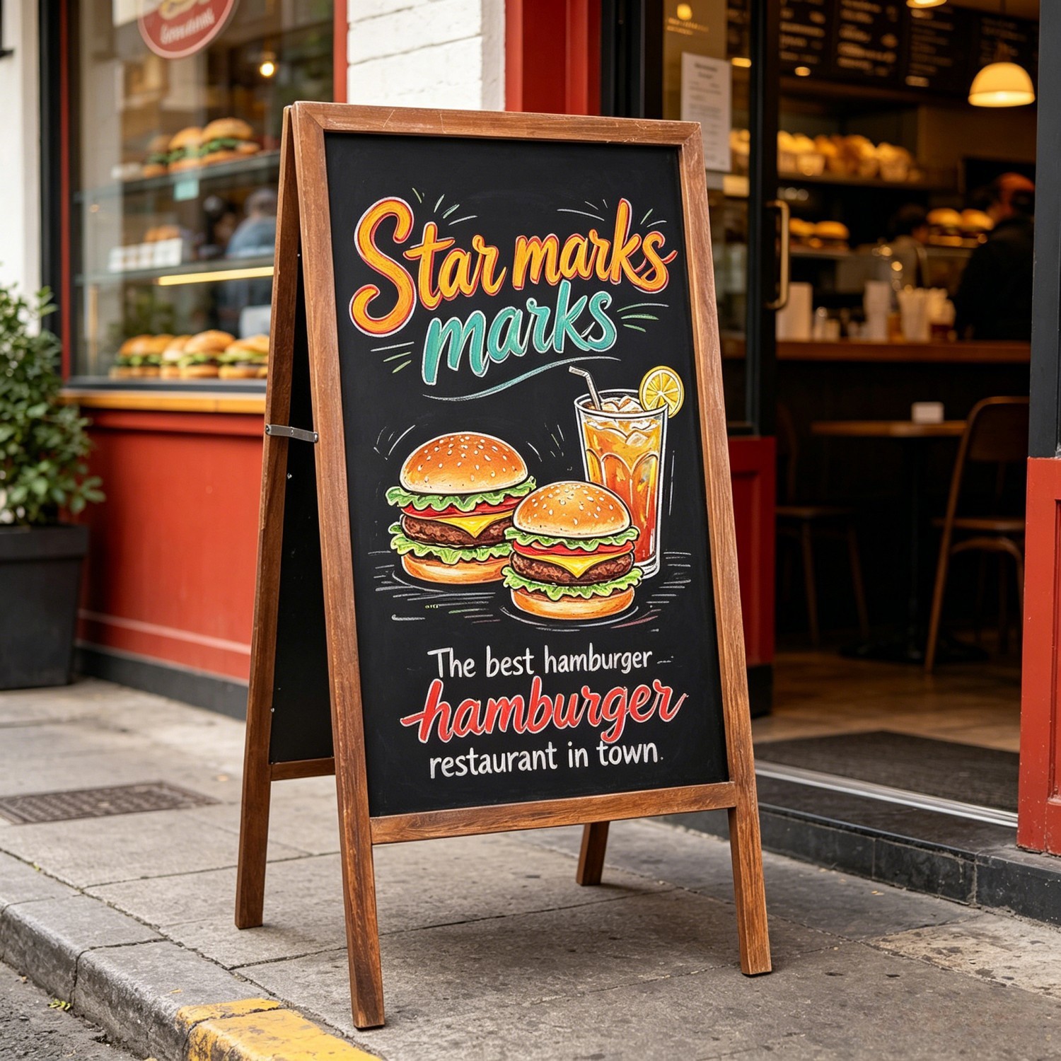 Free Standing Magnetic Chalkboard Solid Sidewalk Sign Display Board Outdoor Deco