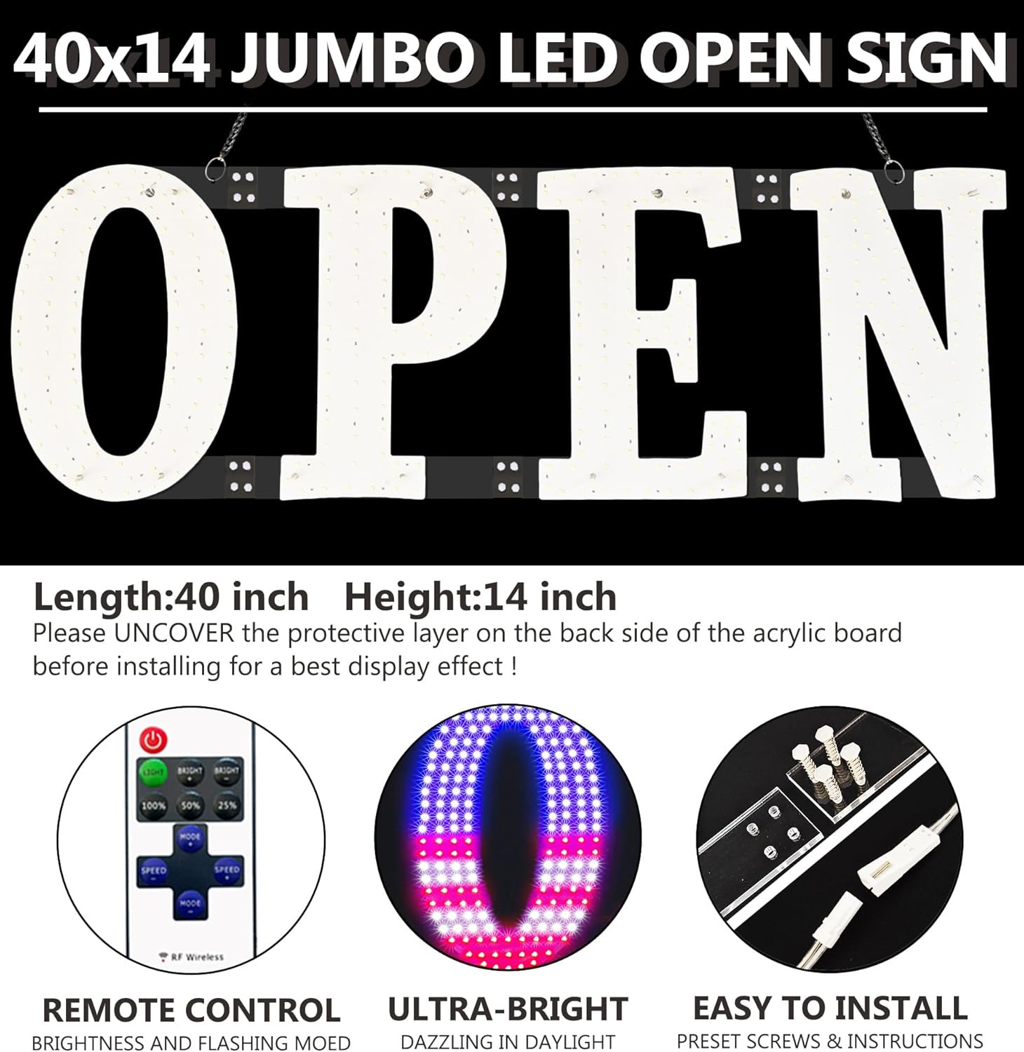 Open Signs for Business40x14 inch USA Flag Open Sign Led for Window Wall Doo…