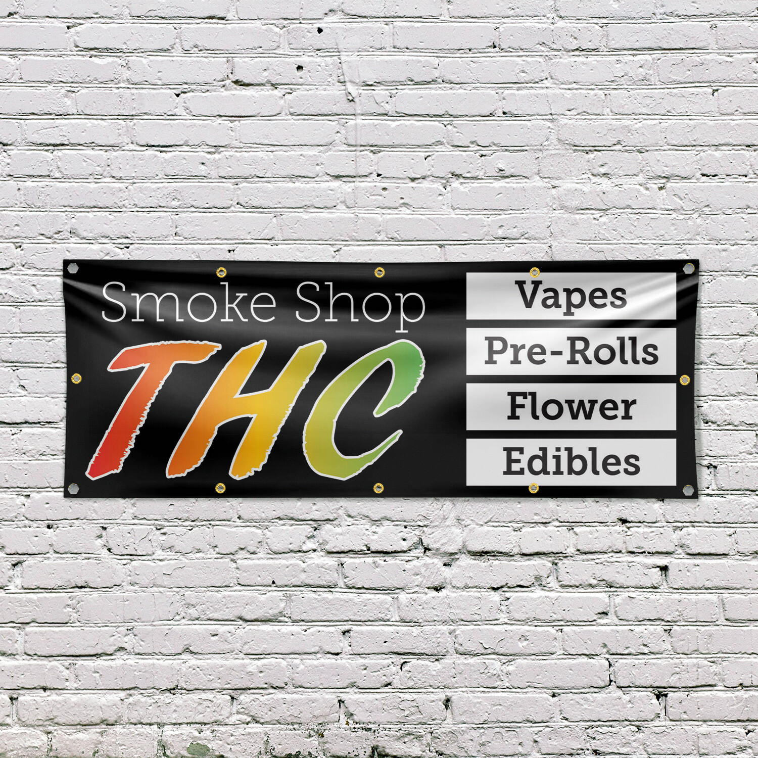 Smoke Shop THC Vinyl Banner Sign with Metal Grommets Heavy-Duty Single-Sided
