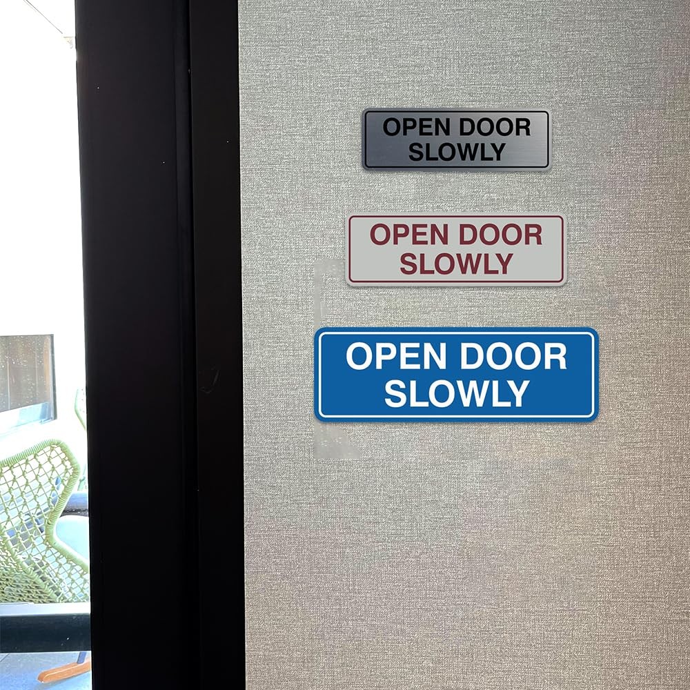 All Quality Standard Open Door Slowly Door/Wall Sign – Blue – Small 10 Pack