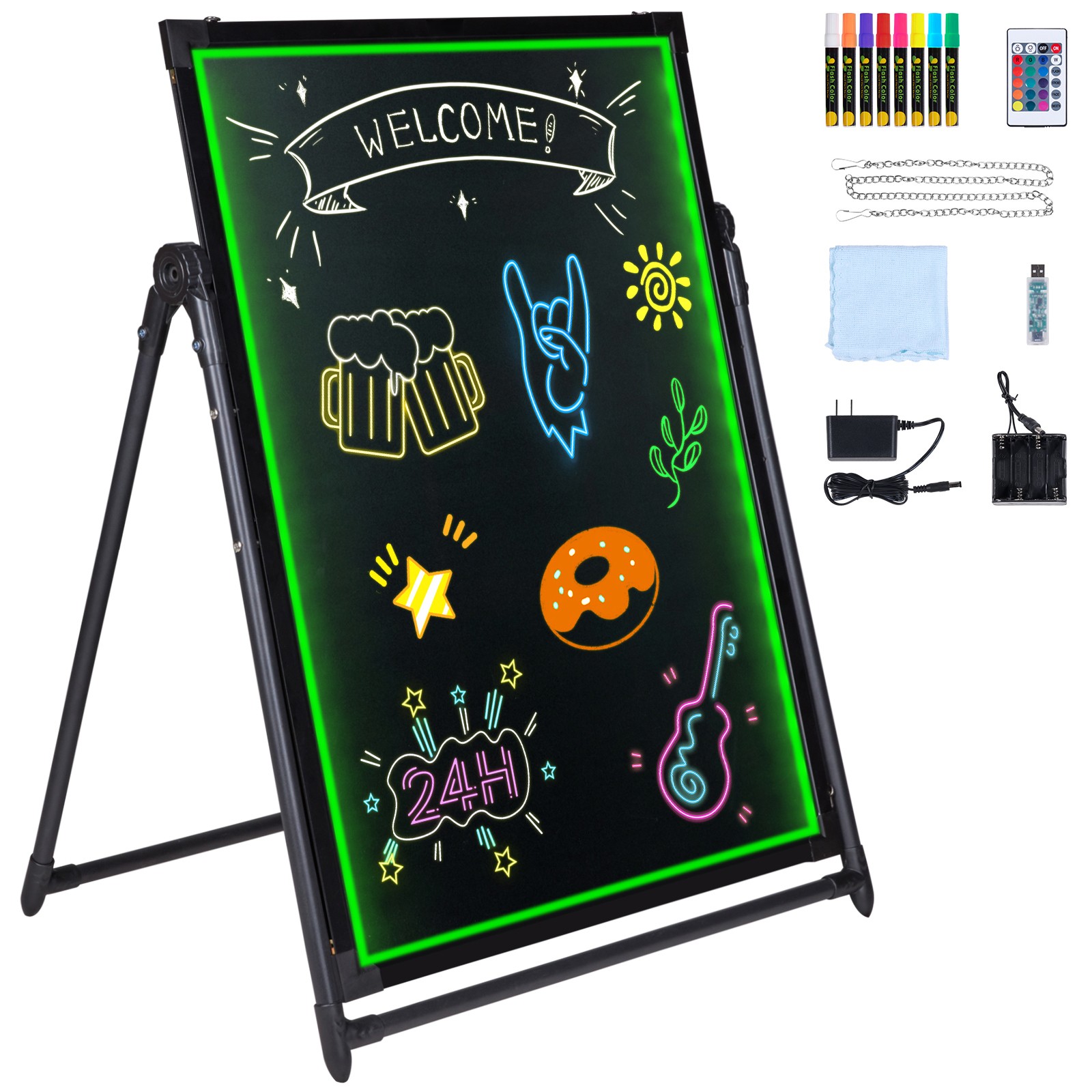 Uimoso LED Message Writing Board 32″x24″ Illuminated Erasable Lighted Chalkboard