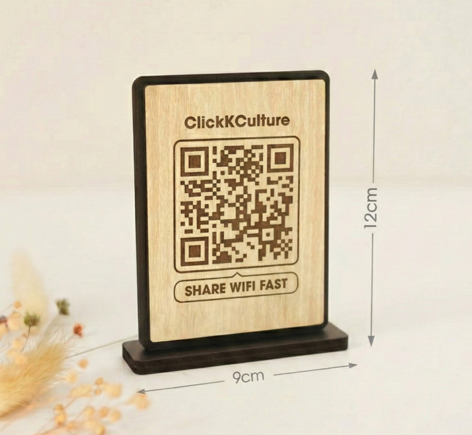 Custom QR Code Sign Business Payment Social Media Wood Rectangle Table Stand