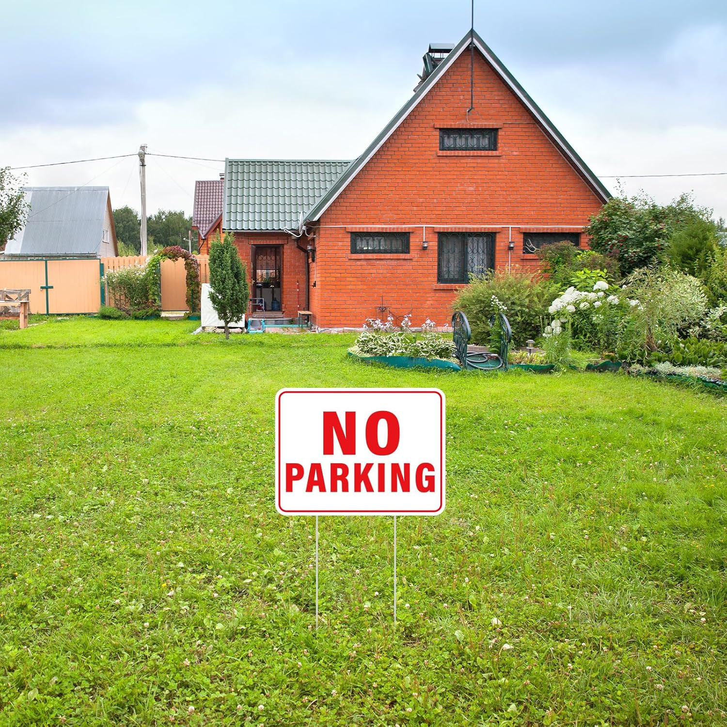 3 PCS No Parking Signs 12 X 9 Inches No Parking Yard Sign with Stake Double Side