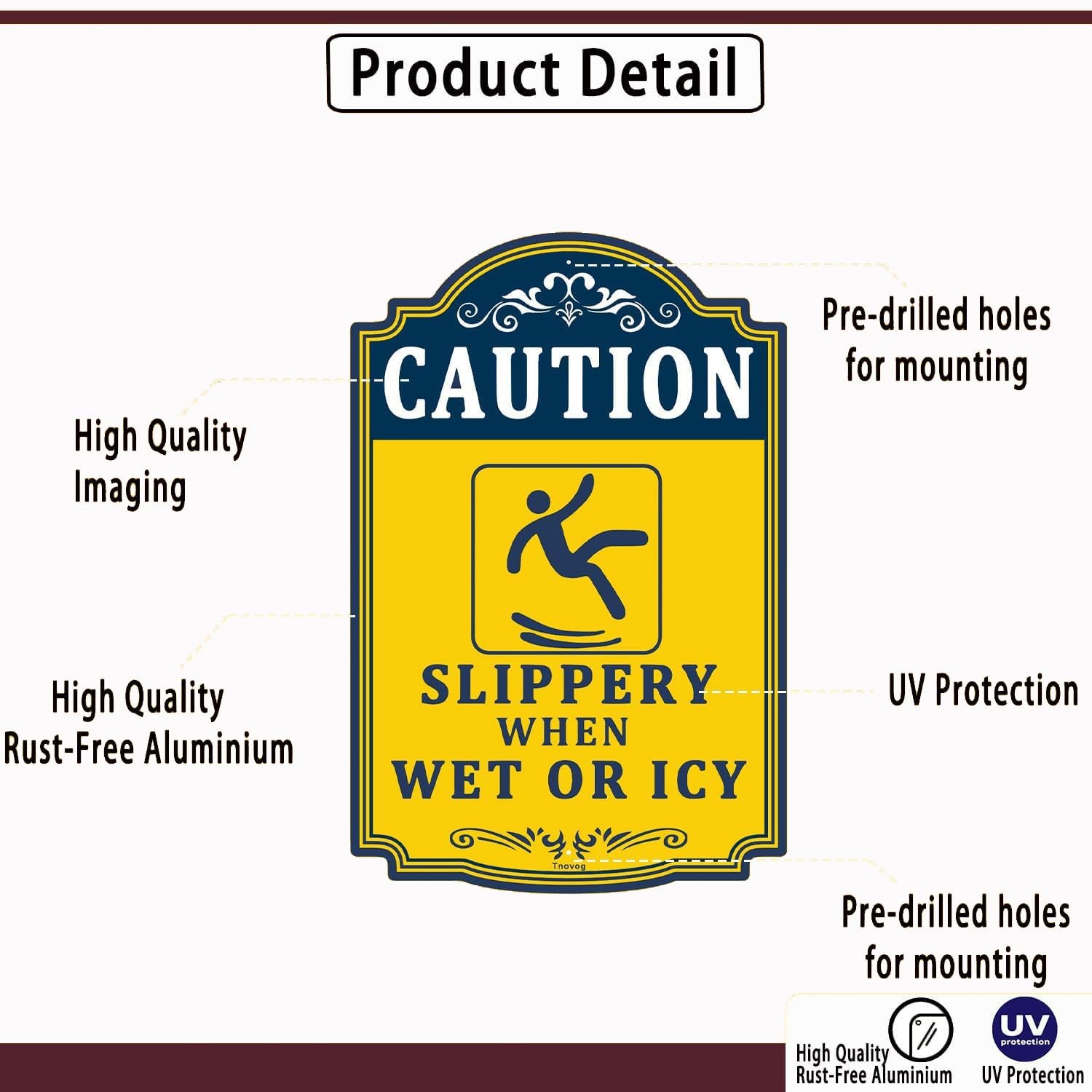 Caution Slippery When Wet Icy Sign 12×8 Inches Reflective Aluminum 2 PCS