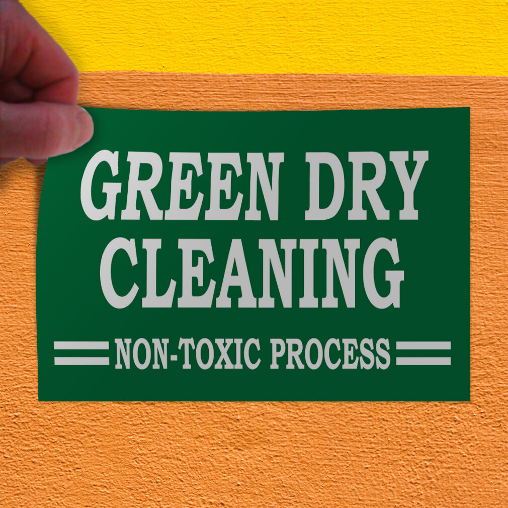 Decal Stickers Green Dry Cleaning Non-Toxic Process Vinyl Store Sign Label