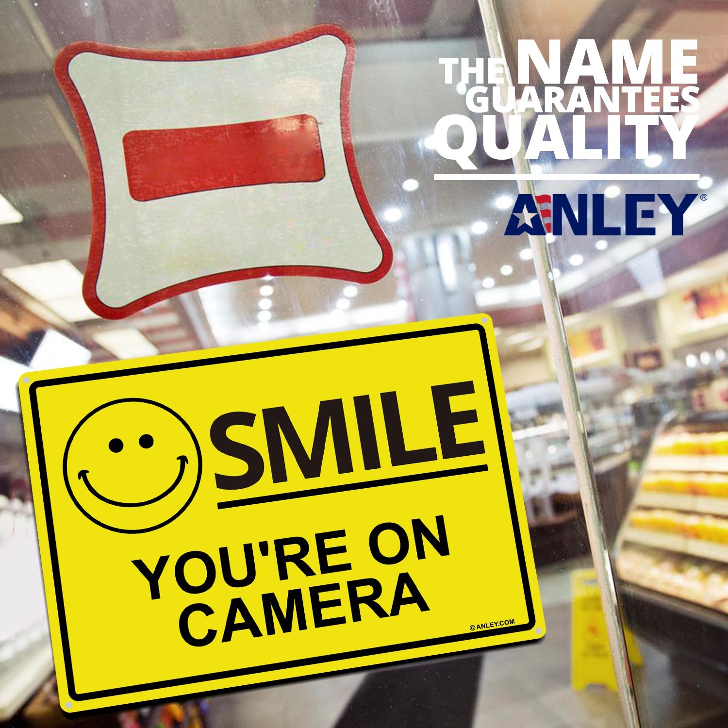 Anley Smile You’re on Camera Sign 7 X 10 In – Weatherproof Aluminum Warning Sign