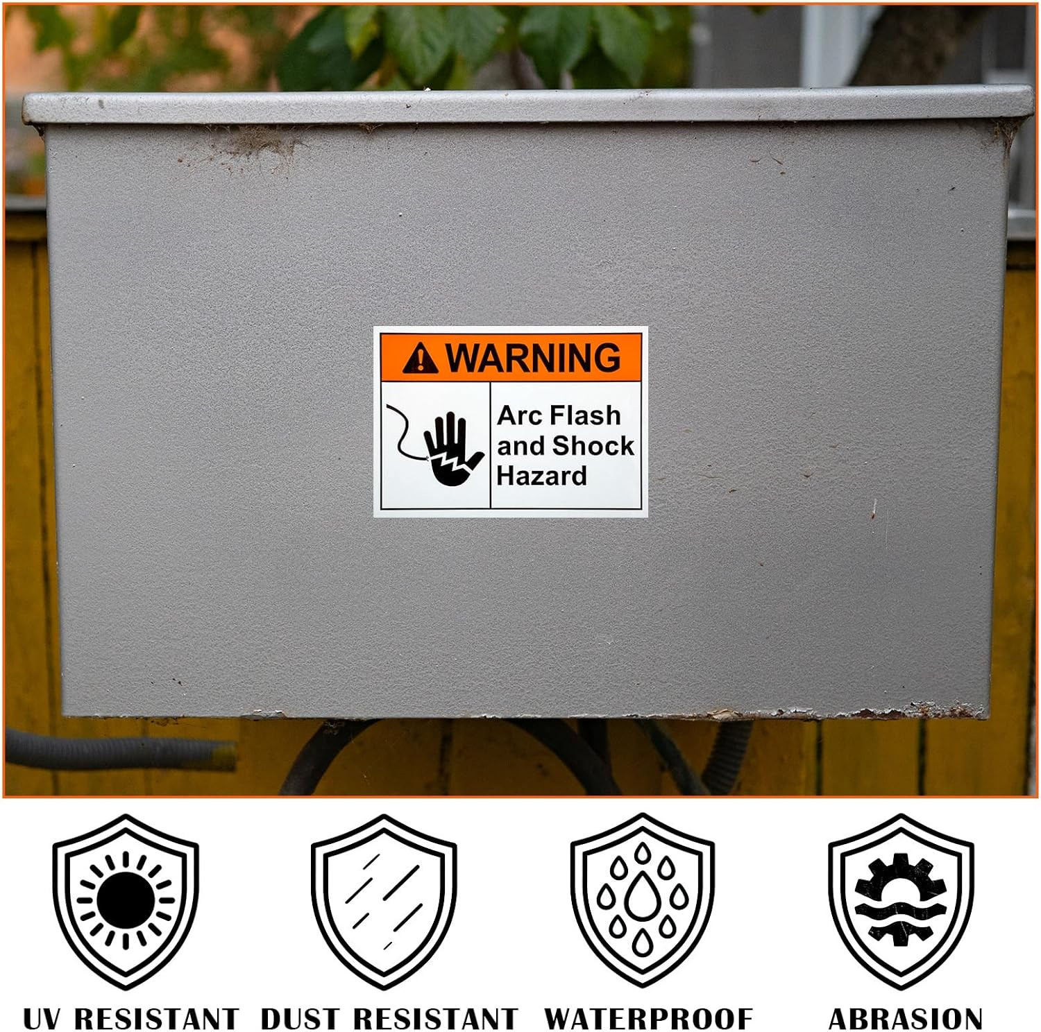 10 Pack Vinyl Arc Flash and Shock Hazard Labels – 5×3.5 in for Electrical Use
