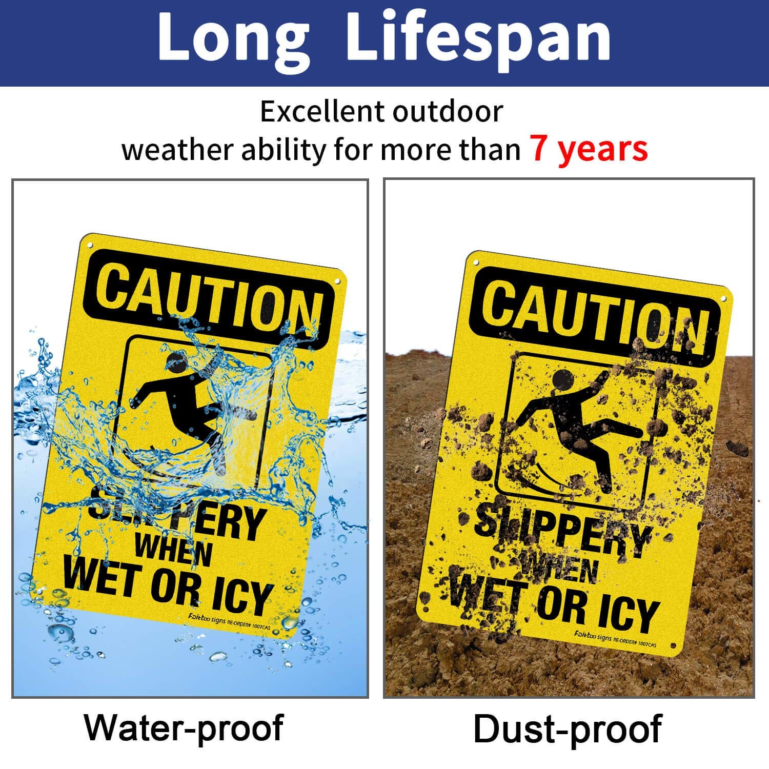 Caution Slippery When Wet Icy Sign 10×7 Inches Reflective Aluminum 4 PCS