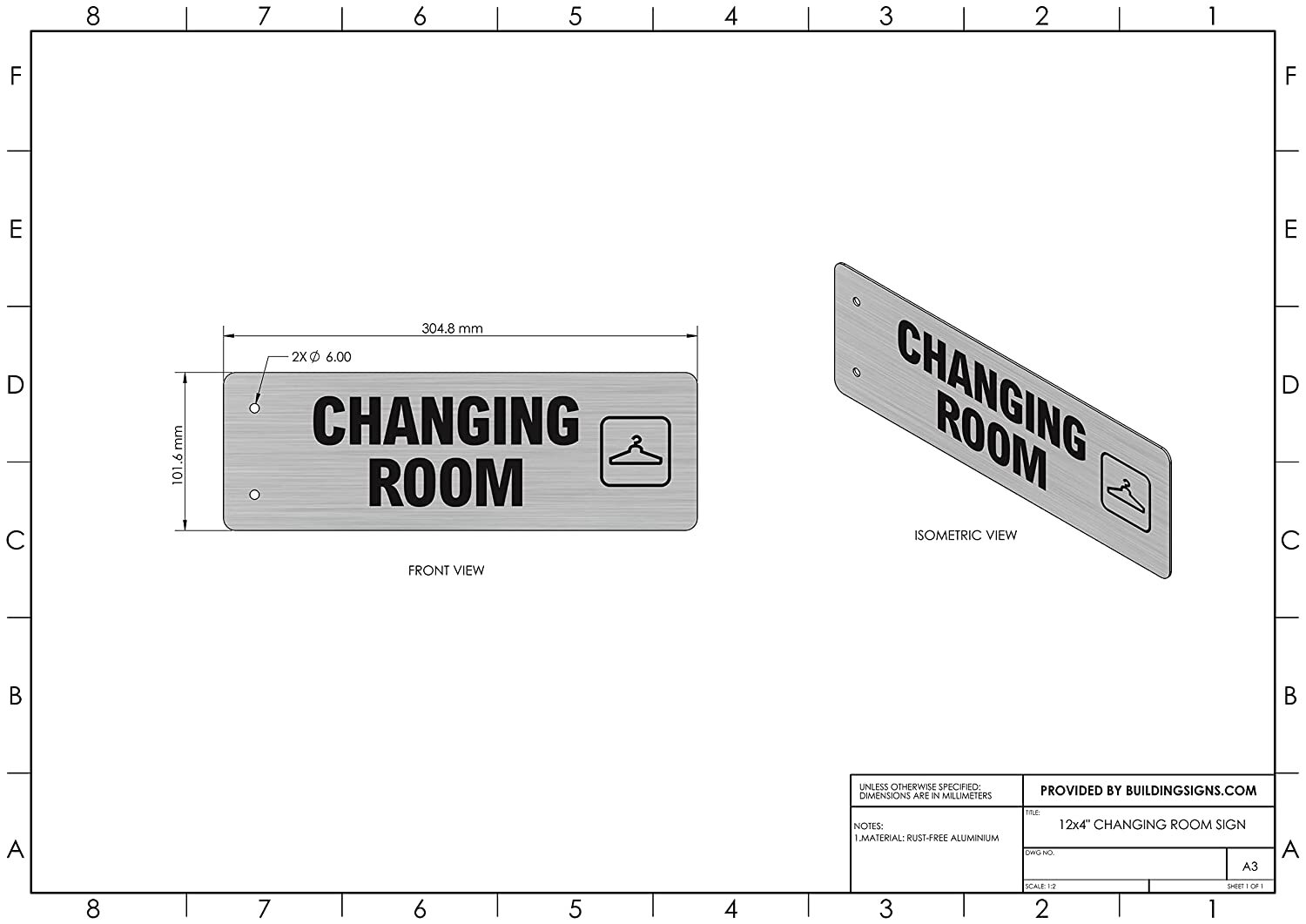 Changing Room Sign -Two-Sided/Double Sided Projecting, Corridor -REF24-1027