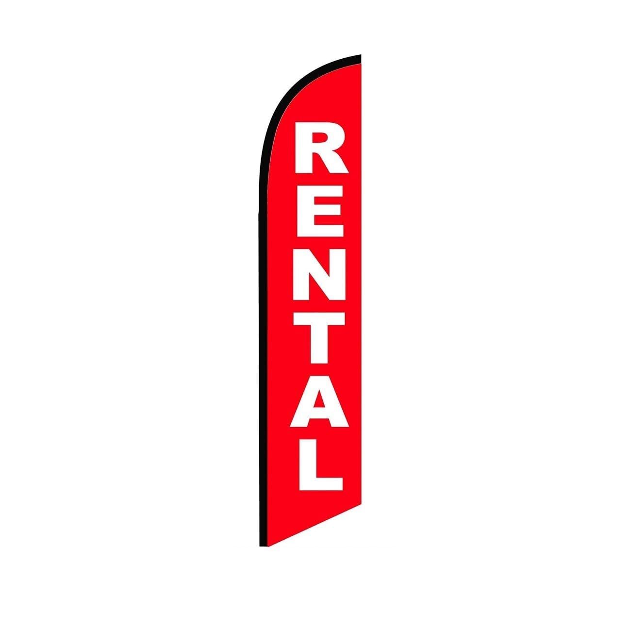 Rental Red Swooper Flutter Feather Flag | 3ft W x 11.5ft Tall