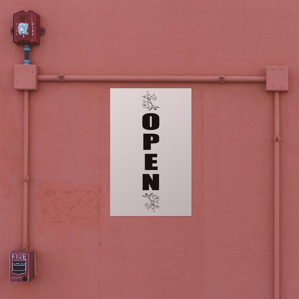 Door Decals Vertical Vinyl Stickers Multiple Sizes Open Business Advertisement
