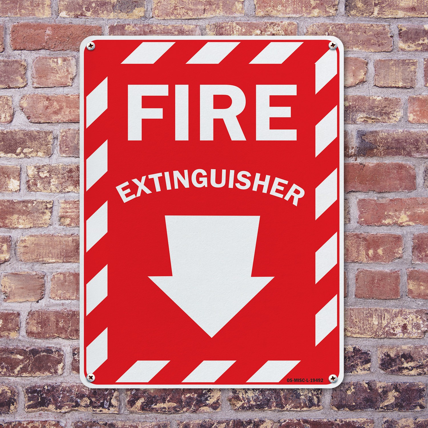 Fire Extinguisher with Arrow OSHA Sign Metal, Plastic, Or Decal – 5 or 10 Pack