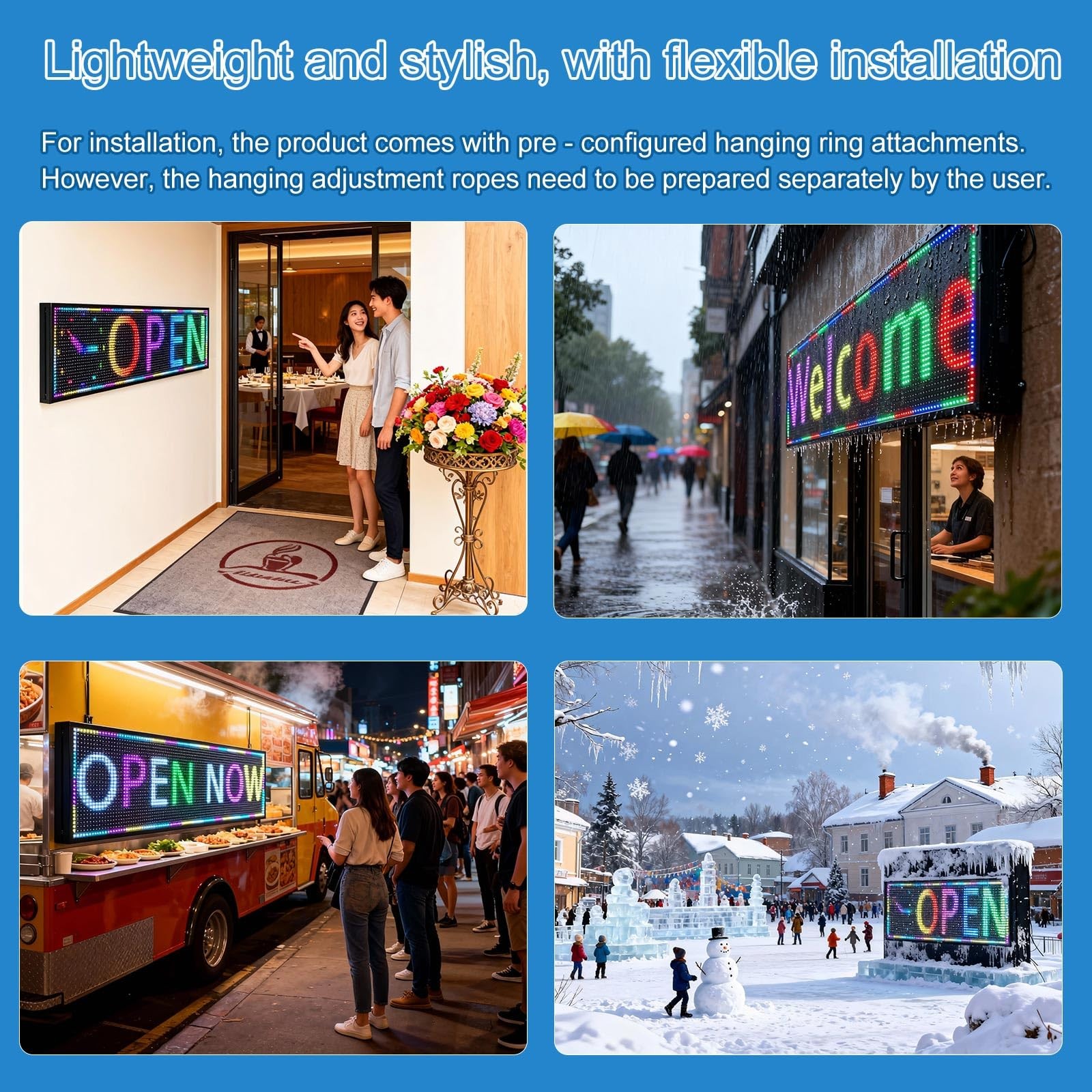 ZONTRONCM P10(52″ * 14″) Scrolling Programmable Led Sign Custom Outdoor Digital