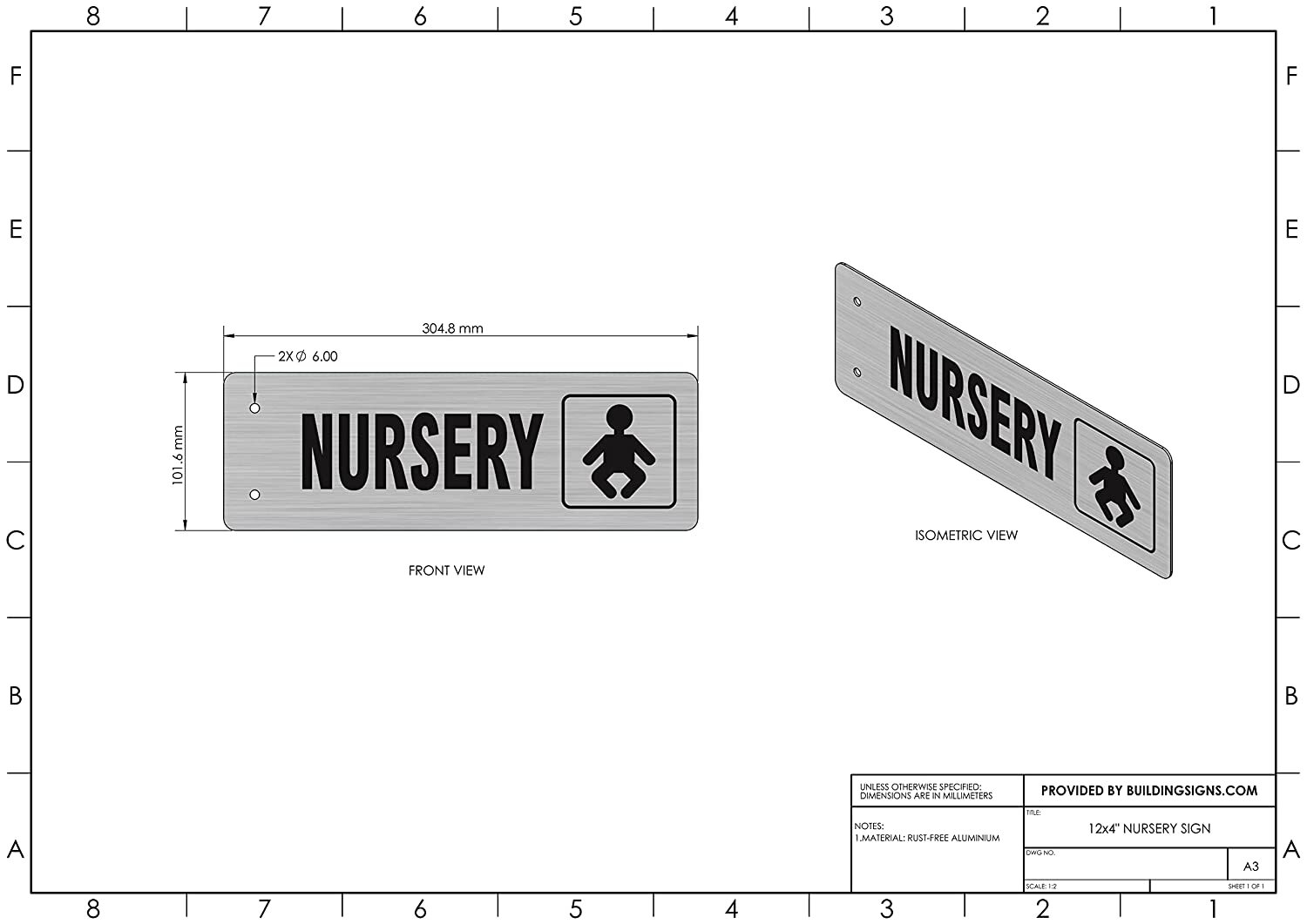 Nursery Sign -Two-Sided/Double Sided Projecting, Corridor-REF24-1027