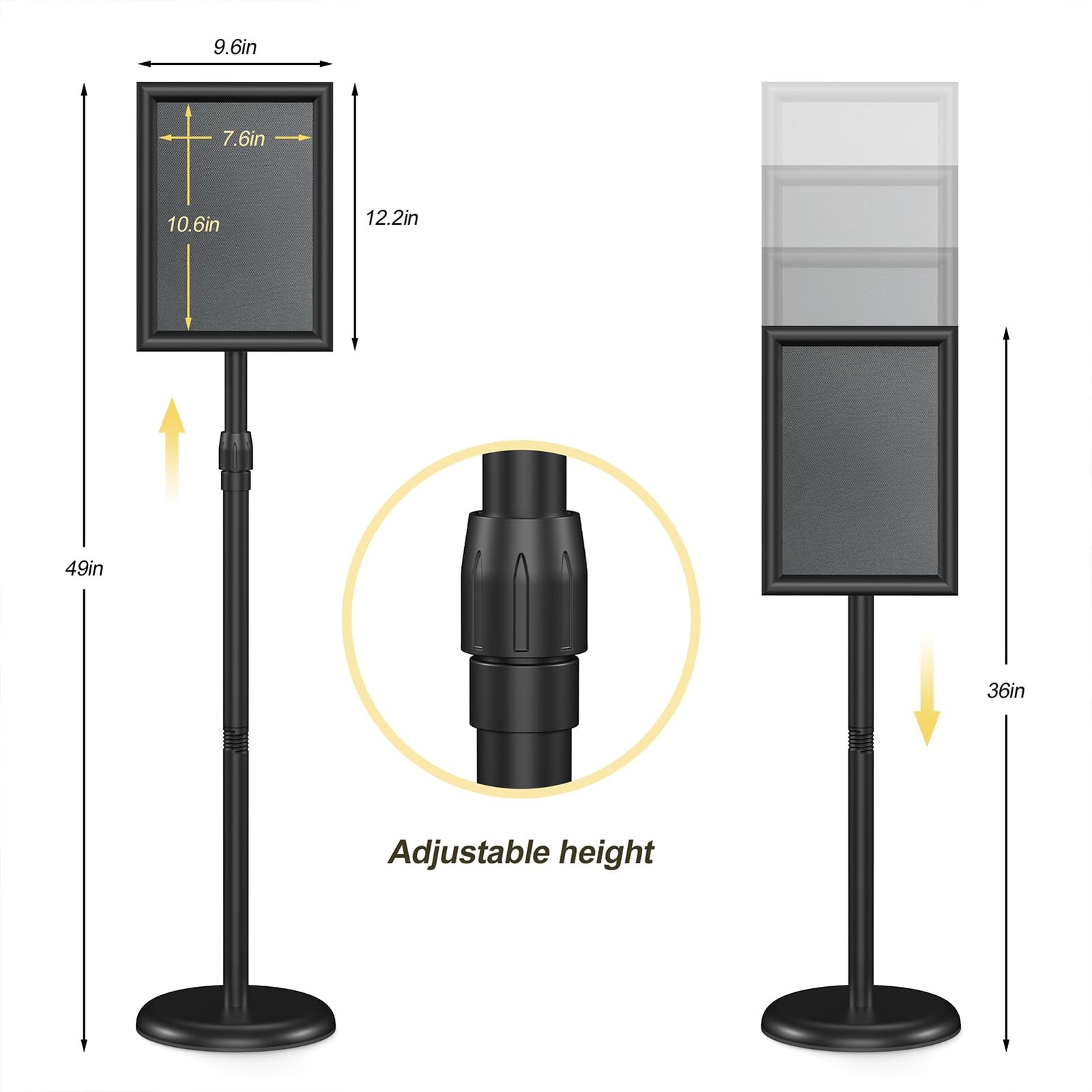 Relx Sign Holder Stand 8.5×11 inch – Adjustable Floor Standing black