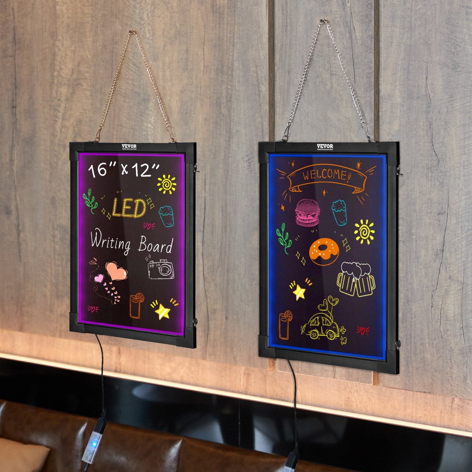16×12 LED Message Board with Remote, Erasable Neon Effect, 8 Markers