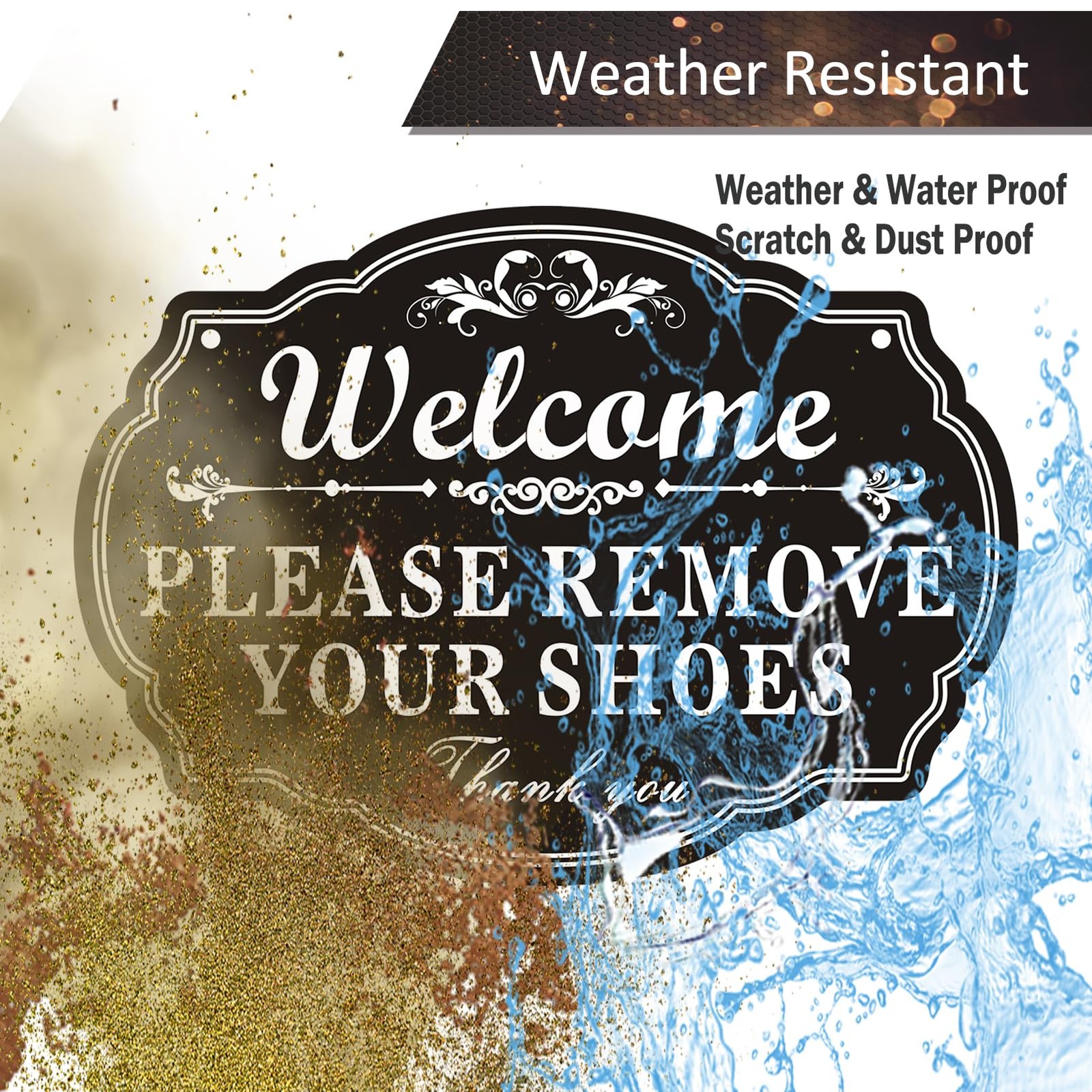 Please Remove Your Shoes Sign Self Adhesive 2 Pack 10×7 Inch Black Acrylic