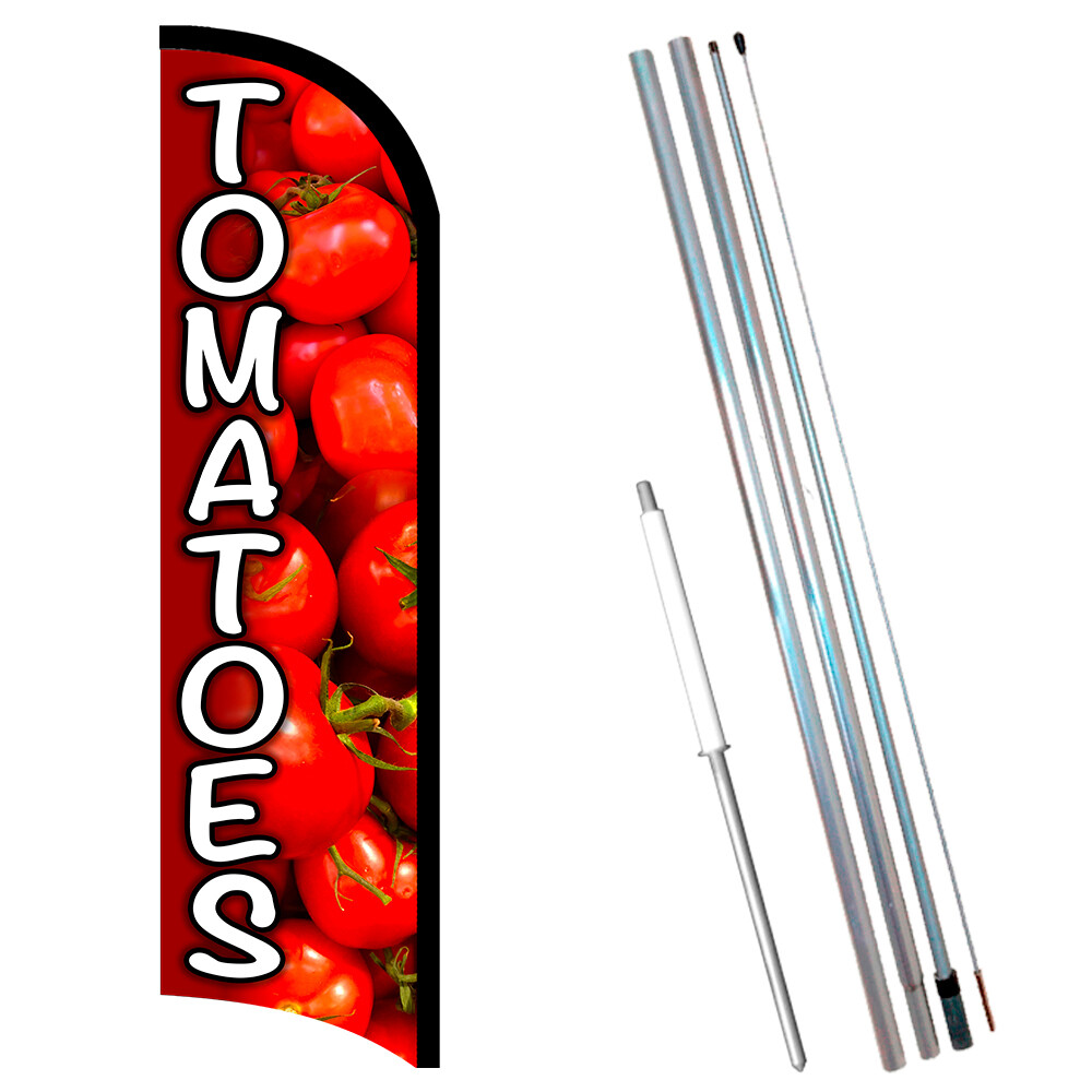 Tomatoes Premium Windless Feather Flag Bundle (Complete Kit) OR Optional Replac