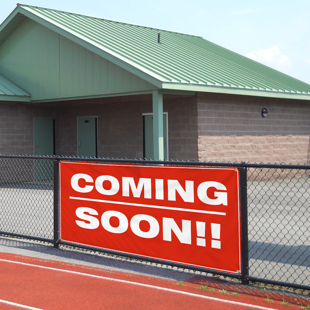 Vinyl Banner Multiple Sizes Coming Soon Red Business D Business Outdoor