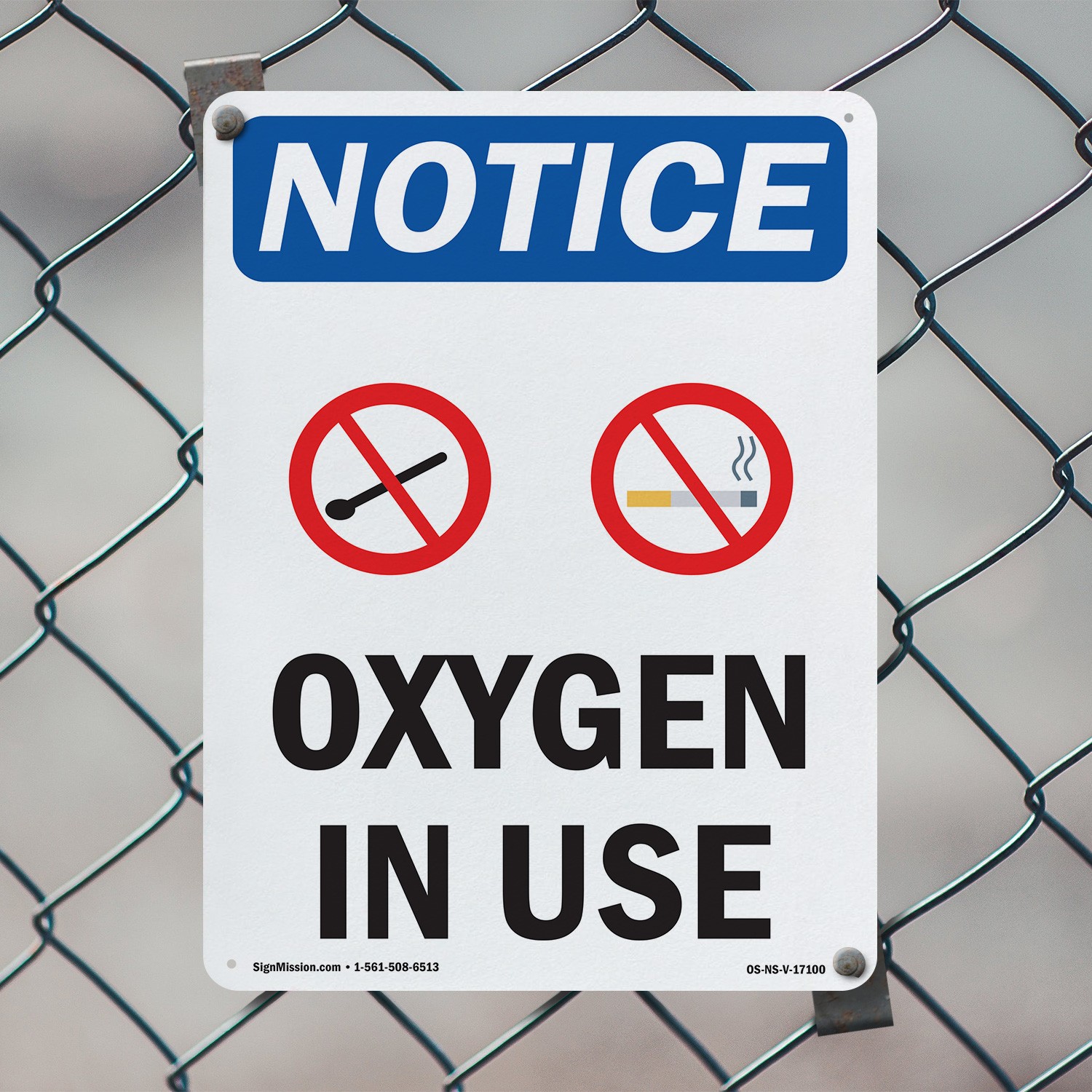 Oxygen In Use OSHA Notice Sign Metal, Plastic, Or Decal – 5 or 10 Pack