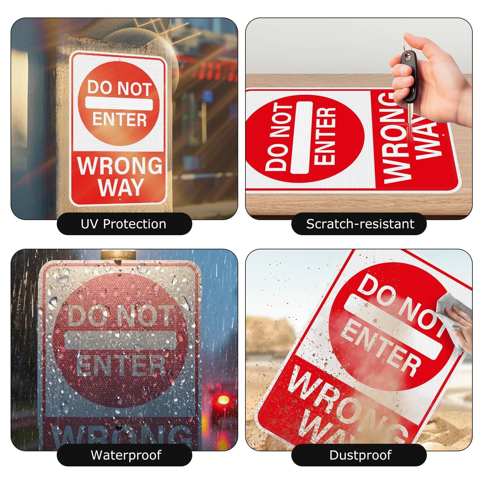 2 Pack Do Not Enter Wrong Way Sign 18 × 12 Inches Reflective Waterproof Fade …