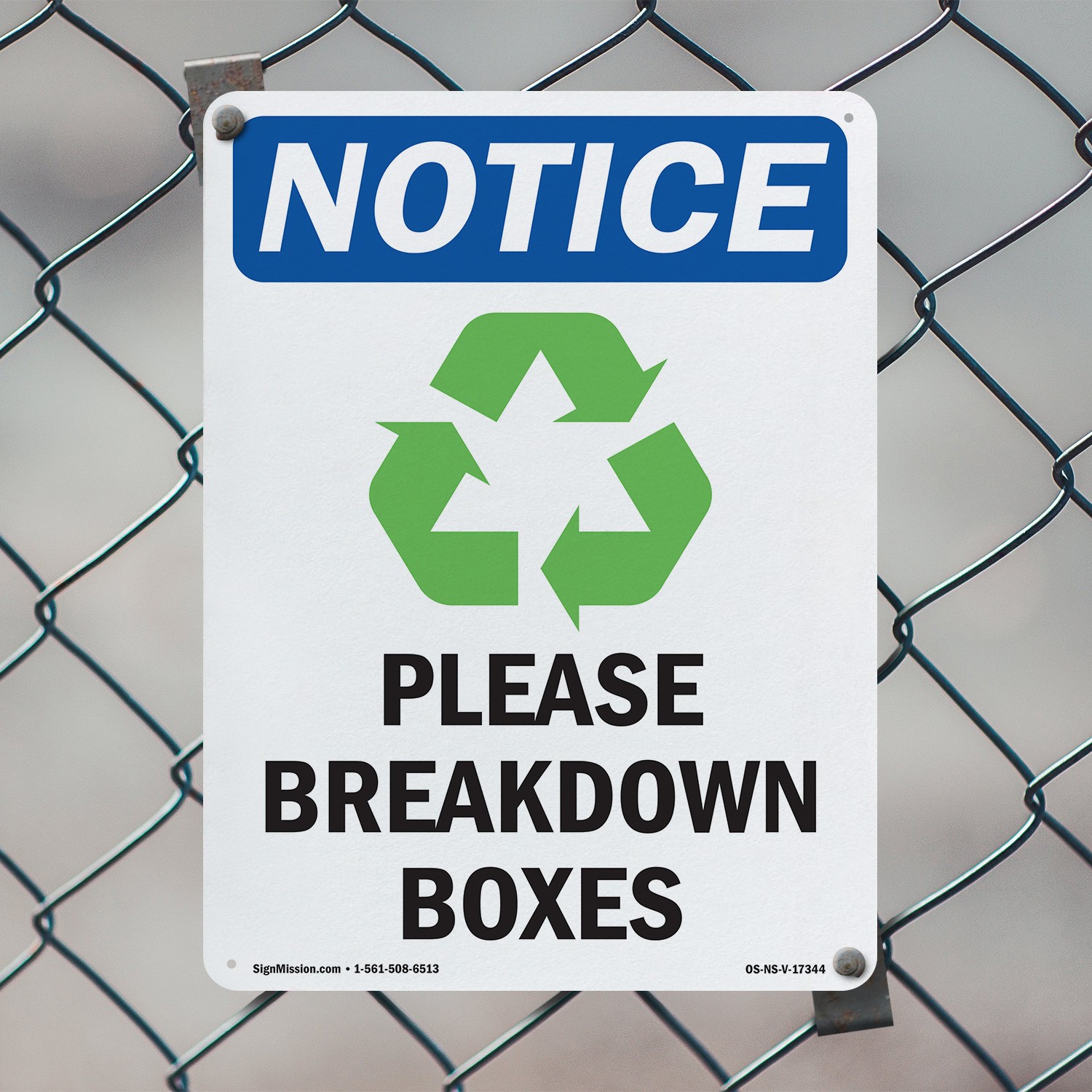 Please Breakdown Boxes OSHA Notice Sign Metal, Plastic, Or Decal – 5 or 10 Pack